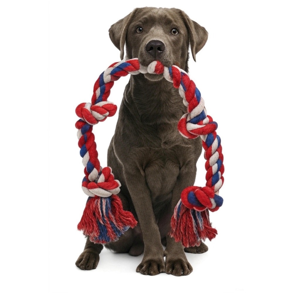 Heavy Duty 3FT Dog Rope Toy Medium Large Aggressive Chewers Tug Chew Red White B